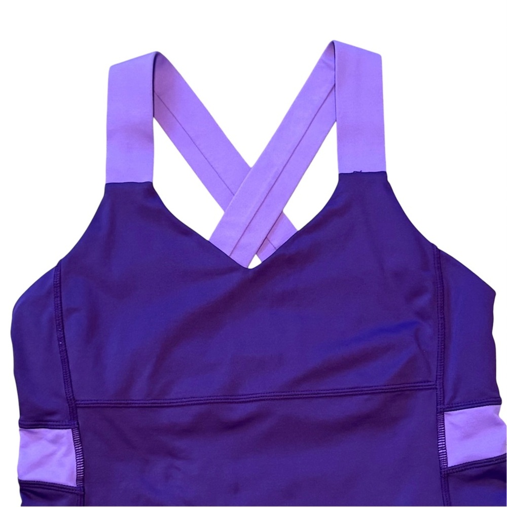 Lululemon Push Your Limits Tank Purple Color Block Cross Back Size 8 - Picture 5 of 9